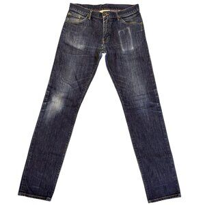 Raleigh Denim Martin Jeans Sz 32x33 Dark Medium Wash Fade‎ Whiskering Slim Taper